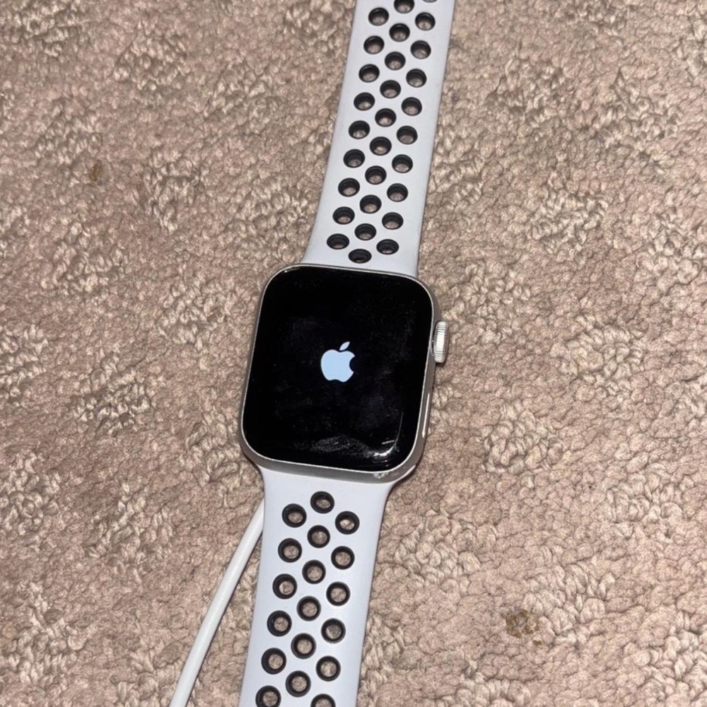 Apple Watch with White and Black Band